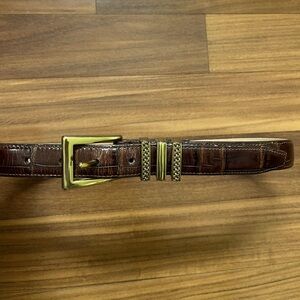 Brighton Brown Leather Belt with Gold Details